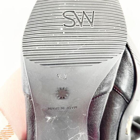 Stuart Weitzman Nappa Square Toe Leather Ankle Boots Booties Black 7.5 - Picture 8 of 10